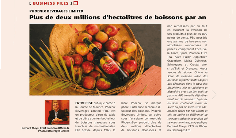 Phoenix Beverages Limited produit plus de deux millions d'hectolitres de boissons